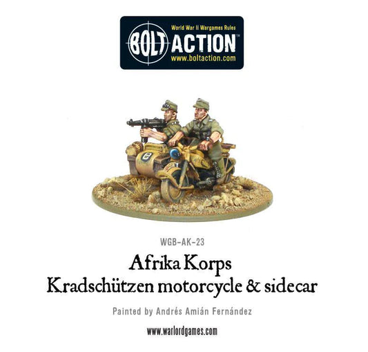 Bolt Action: Germany- Afrika Korps Kradschutzen motorcycle and sidecar