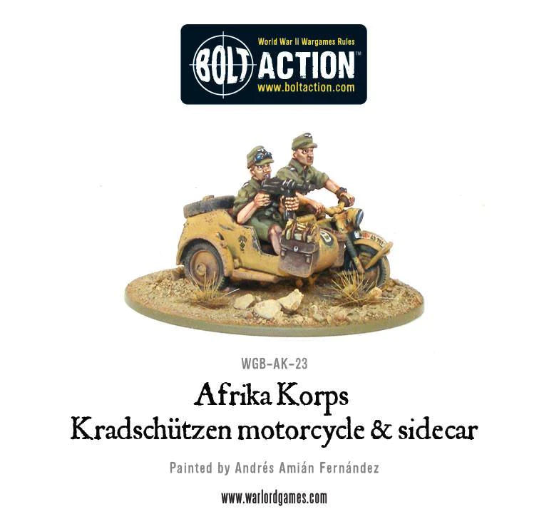 Bolt Action: Germany- Afrika Korps Kradschutzen motorcycle and sidecar