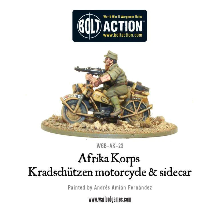 Bolt Action: Germany- Afrika Korps Kradschutzen motorcycle and sidecar