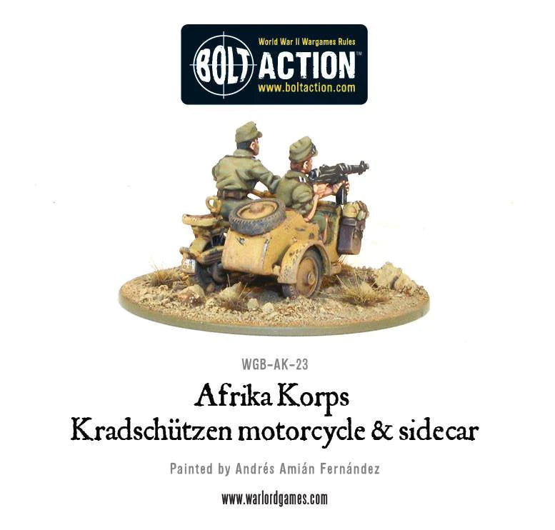 Bolt Action: Germany- Afrika Korps Kradschutzen motorcycle and sidecar